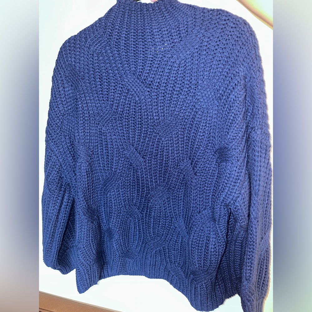 Turtleneck cross/cable knit oversized sweater